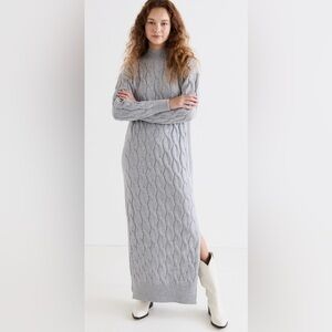 Line and Dot Women’s M Gray Long Sleeve Dorothy Sweater Maxi Dress Slit‎ Stretch